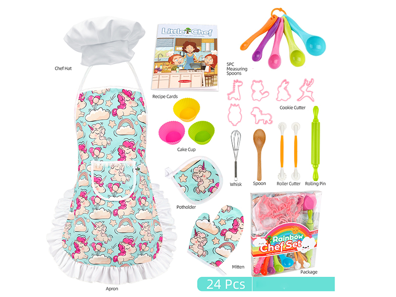 Children's Baking Kitchen Set With Apron 24pcs