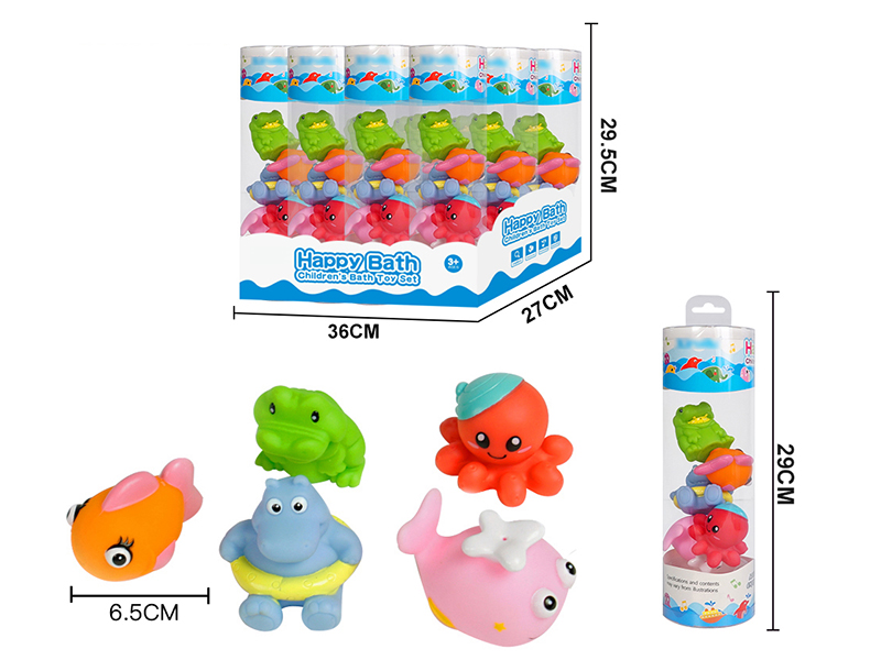 Water Spray Animals Bath Toys(Environmental)5pcs(12 Cylinder/Box)