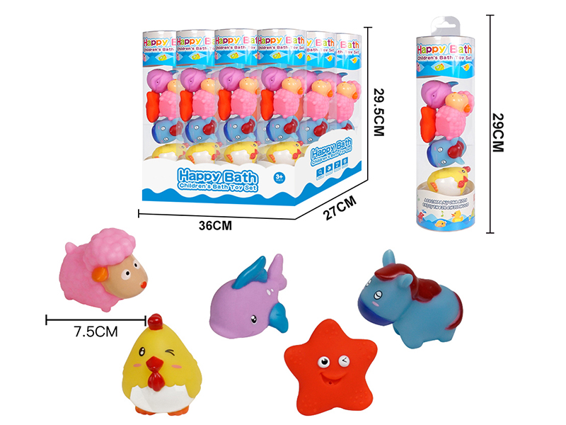 Water Spray Animals Bath Toys(Environmental)5pcs(12 Cylinder/Box)