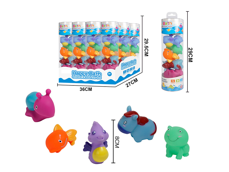 Water Spray Animals Bath Toys(Environmental)5pcs(12 Cylinder/Box)