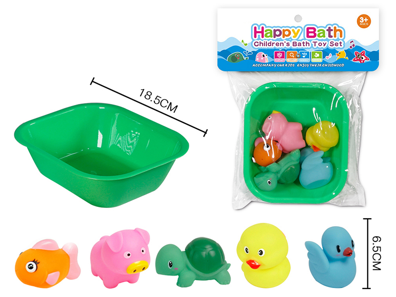 Water Spray Animals Bath Toys(Environmental)5pcs + Square Bathtub