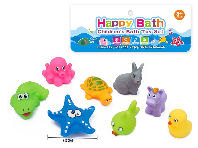 Environmental Children's Bath Toy Animals Set With Whistle 8pcs