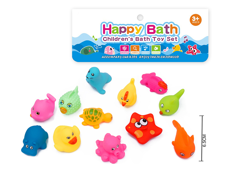 Environmental Children's Bath Toy Animals Set With Whistle 12pcs
