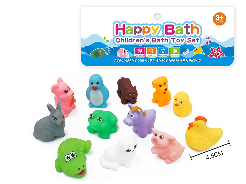 Environmental Children's Bath Toy Animals Set With Whistle 12pcs