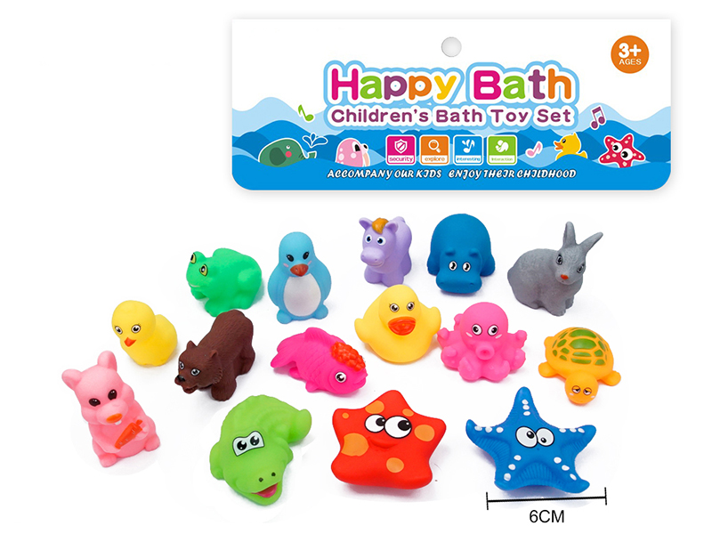 Environmental Children's Bath Toy Animals Set With Whistle 15pcs
