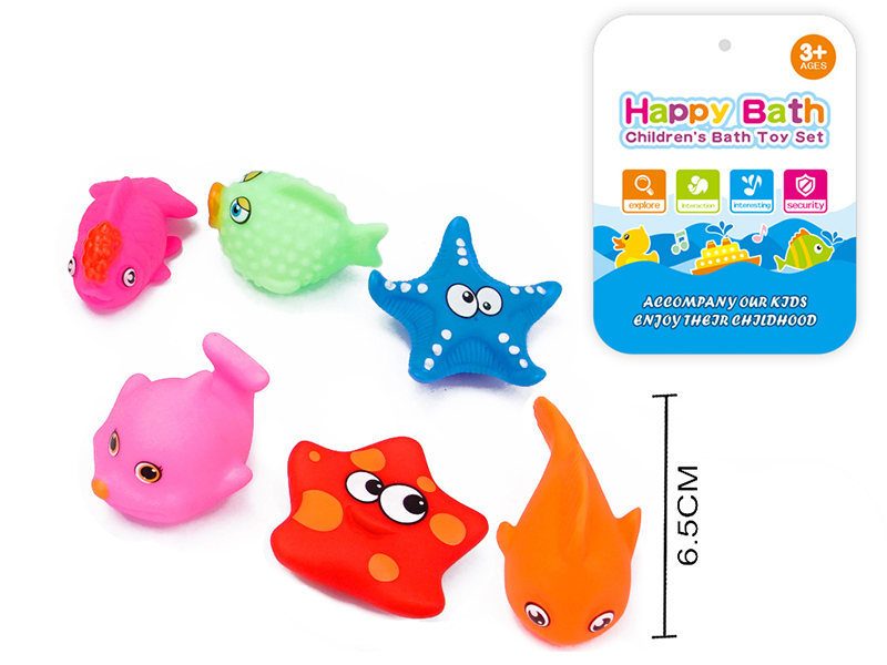 Environmental Children's Bath Toy Animals Set With Whistle 6pcs