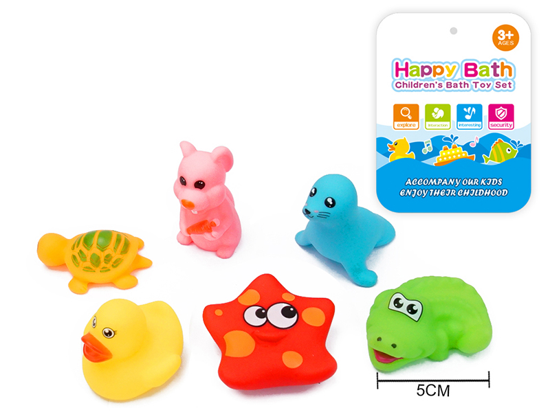 Environmental Children's Bath Toy Animals Set With Whistle 6pcs