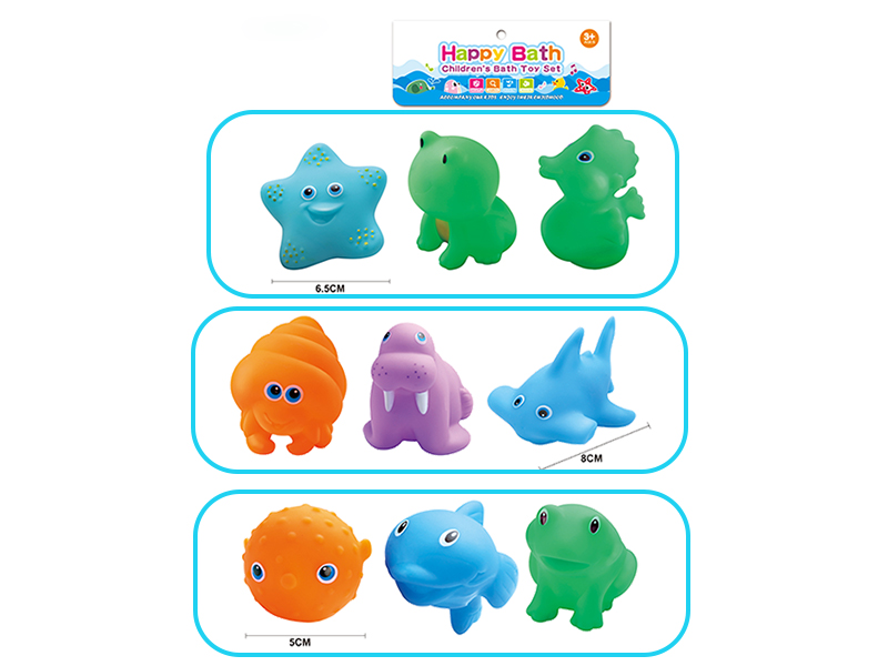 Environmental Children's Bath Toy Animals Set With Whistle 3pcs