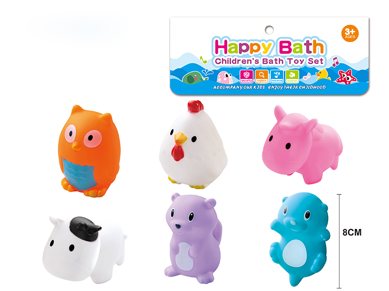 Environmental Children's Bath Toy Animals Set With Whistle 6pcs