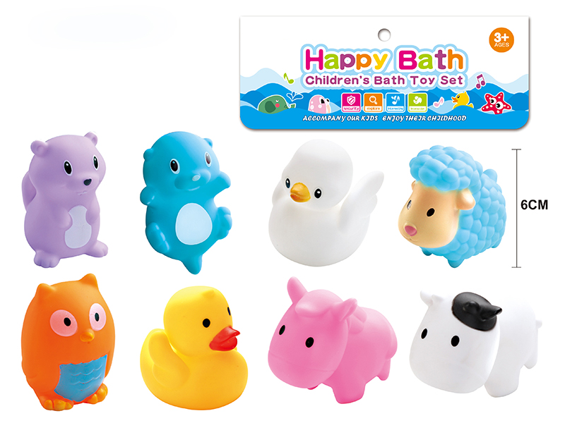 Environmental Children's Bath Toy Animals Set With Whistle 8pcs
