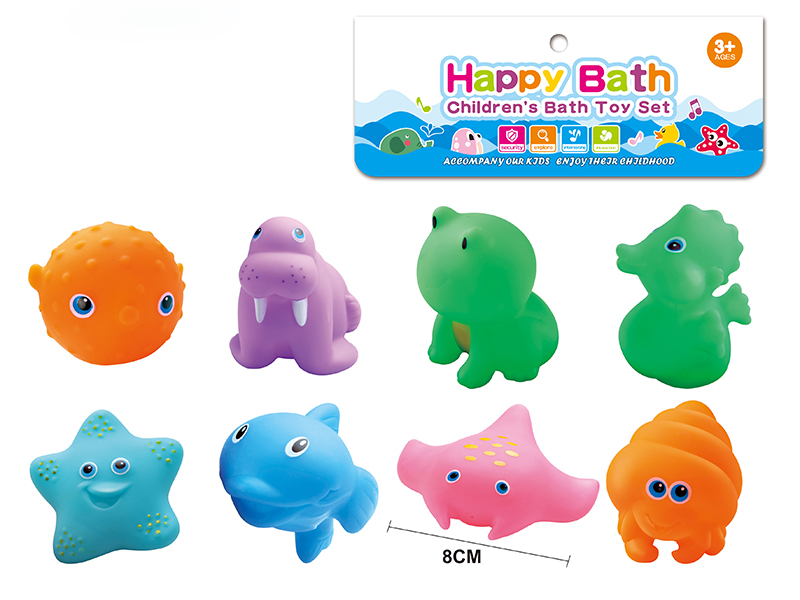 Environmental Children's Bath Toy Animals Set With Whistle 8pcs