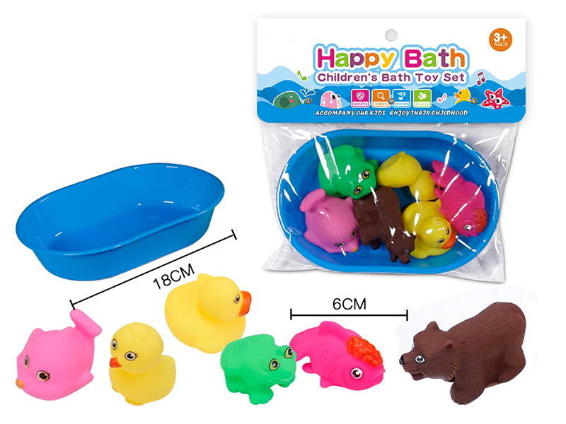 Environmental Bath Animals With Whistle 6pcs + Batgtub