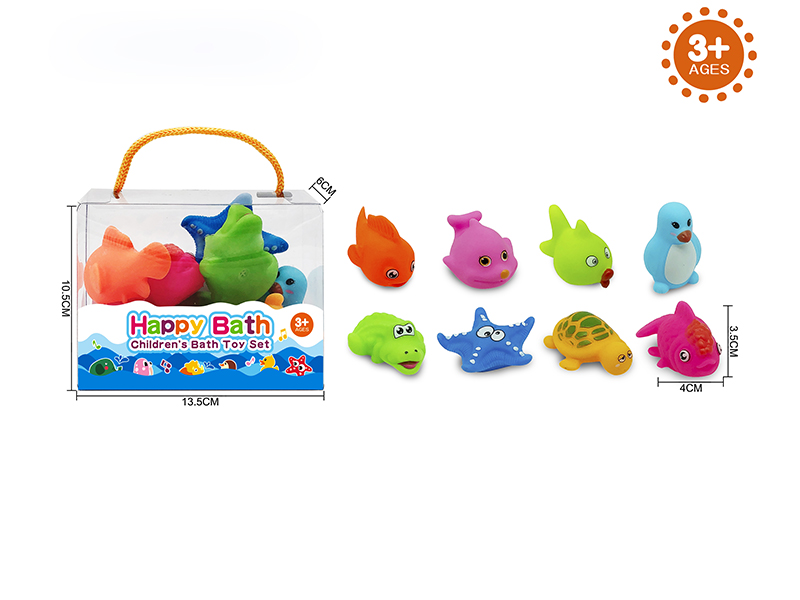 Environmental Children's Bath Toy Animals Set With Whistle 8pcs