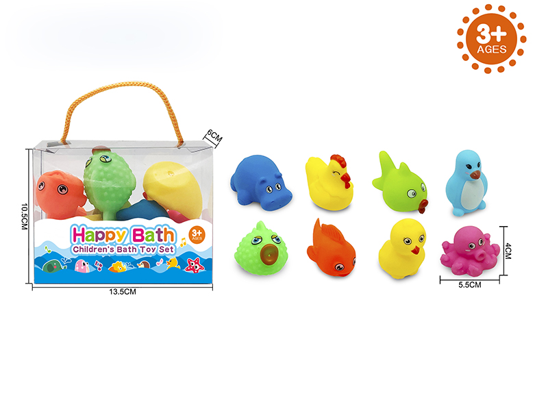 Environmental Children's Bath Toy Animals Set With Whistle 8pcs
