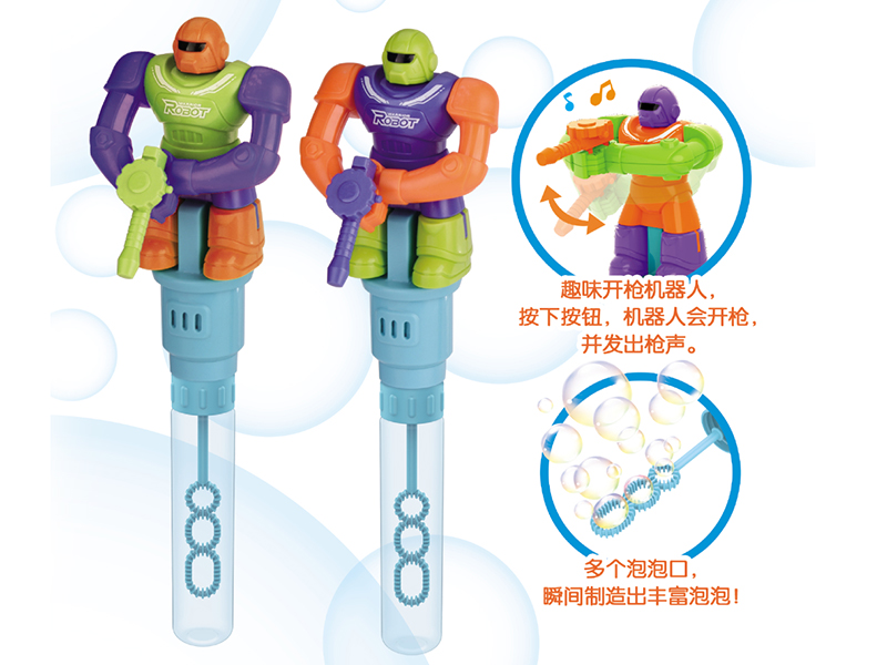 Shooting Robot & Bubble Sticks 12PCS