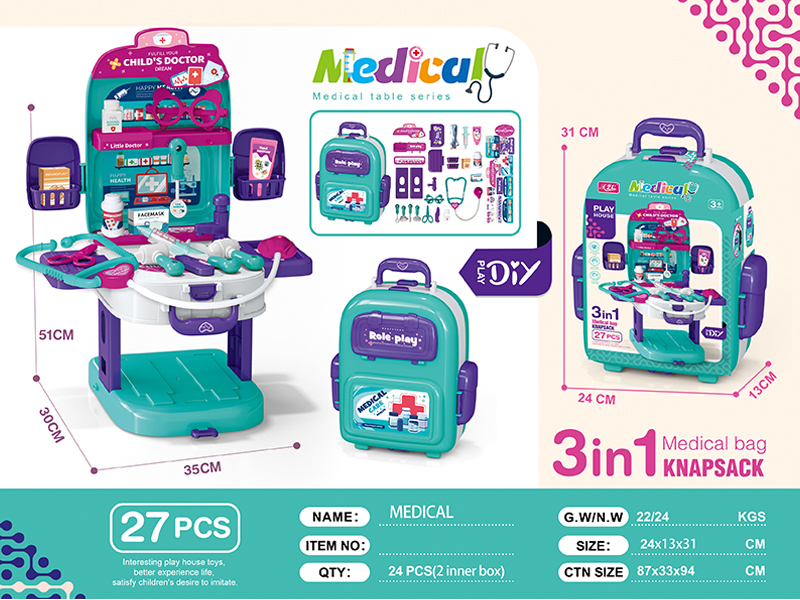 27PCS DIY 3 In 1 Backpack Medical Table