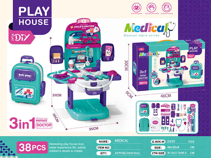 38PCS DIY 3 In 1 Backpack Medical Table
