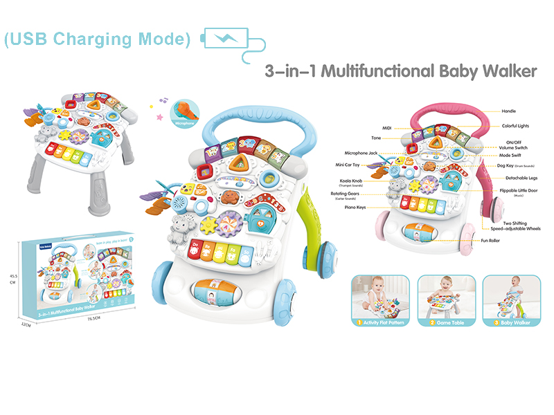 3 In 1 Multifunctional Baby Walker(Rechargeable Version)