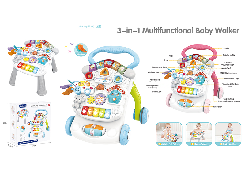 3 In 1 Multifunctional Baby Walker(Battery Version)