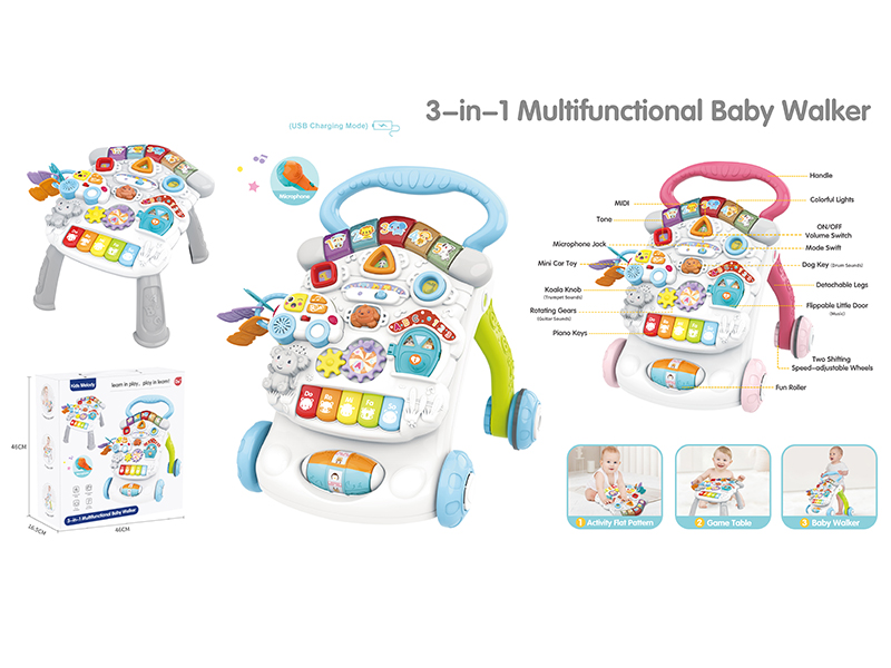 3 In 1 Multifunctional Baby Walker(Rechargeable Version)