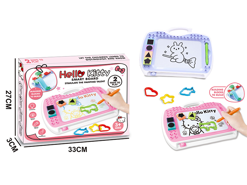 Magnetic Black And White KT Cat Building Block Writing Board +Pen+Accessories