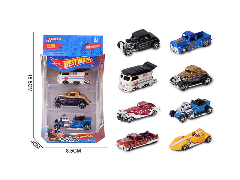 1:64 Slide Alloy Car(Vintage Car)3PCS