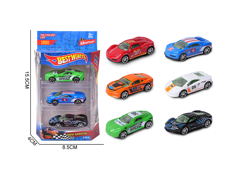 1:64 Slide Alloy Car(Racing Car/Sports Car)3PCS