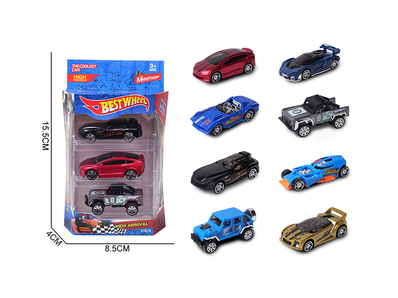 1:64 Slide Alloy Car(Racing Car/Sports Car/Off Road Vehicle)3PCS