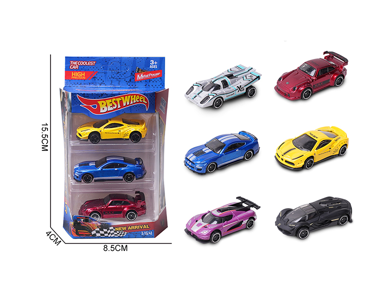 1:64 Slide Alloy Car(Racing Car/Sports Car)3PCS