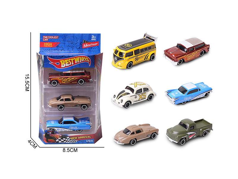 1:64 Slide Alloy Car(Vintage Car/Coach)3PCS