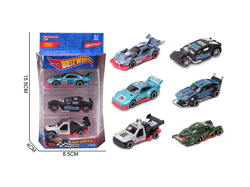 1:64 Slide Alloy Car(Racing Car)3PCS