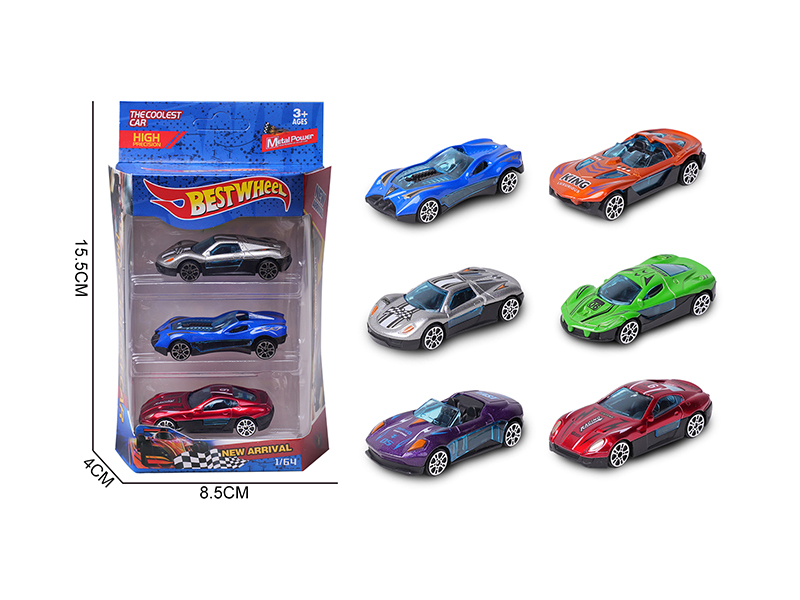 1:64 Slide Alloy Car(Racing Car/Sports Car)3PCS
