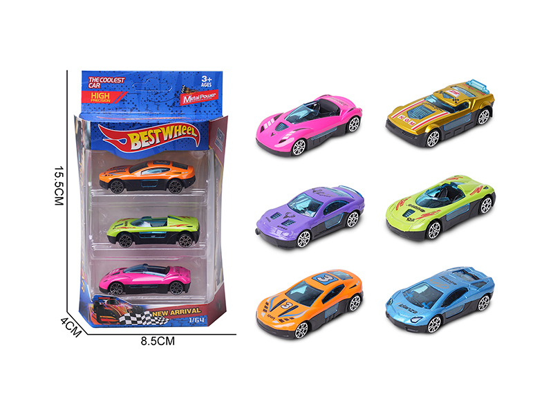1:64 Slide Alloy Car(Racing Car/Sports Car)3PCS