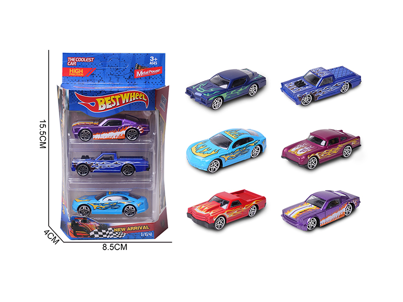 1:64 Slide Alloy Car(Racing Car/Sports Car)3PCS
