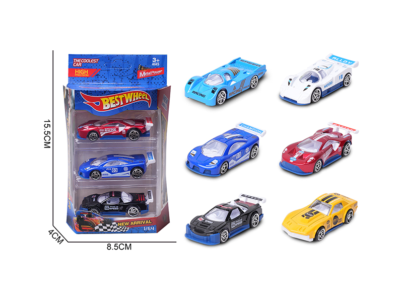 1:64 Slide Alloy Car(Racing Car/Sports Car)3PCS