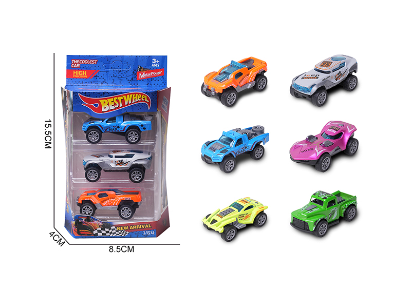 1:64 Slide Alloy Car(Off Road Vehicle)3PCS