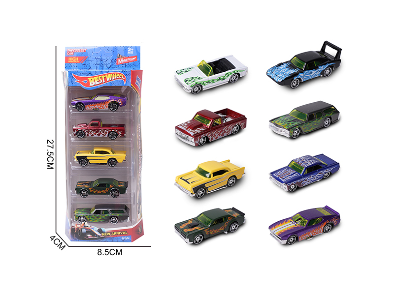 1:64 Slide Alloy Car(Muscle Car)5PCS