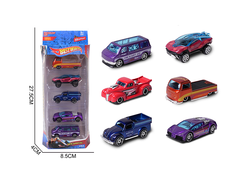 1:64 Slide Alloy Car(Truck/Coach/Sports Car)5PCS