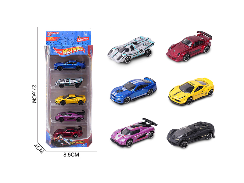 1:64 Slide Alloy Car(Racing Car/Sports Car)5PCS
