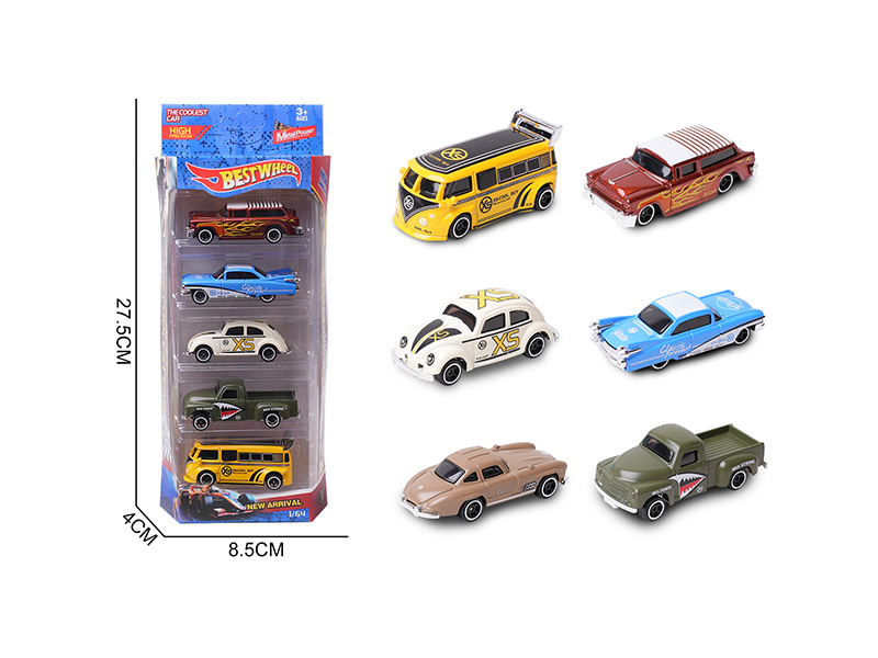 1:64 Slide Alloy Car(Vintage Car/Coach)5PCS