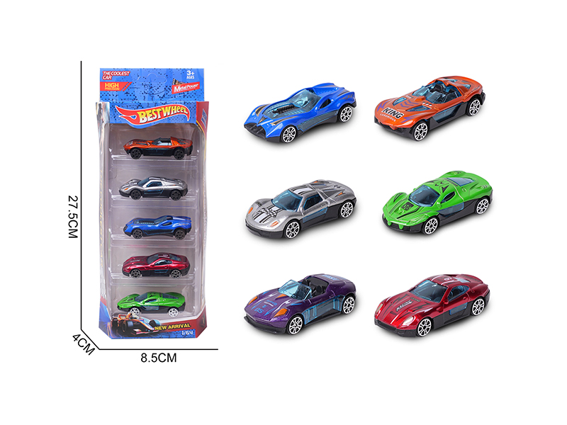1:64 Slide Alloy Car(Racing Car/Sports Car)5PCS