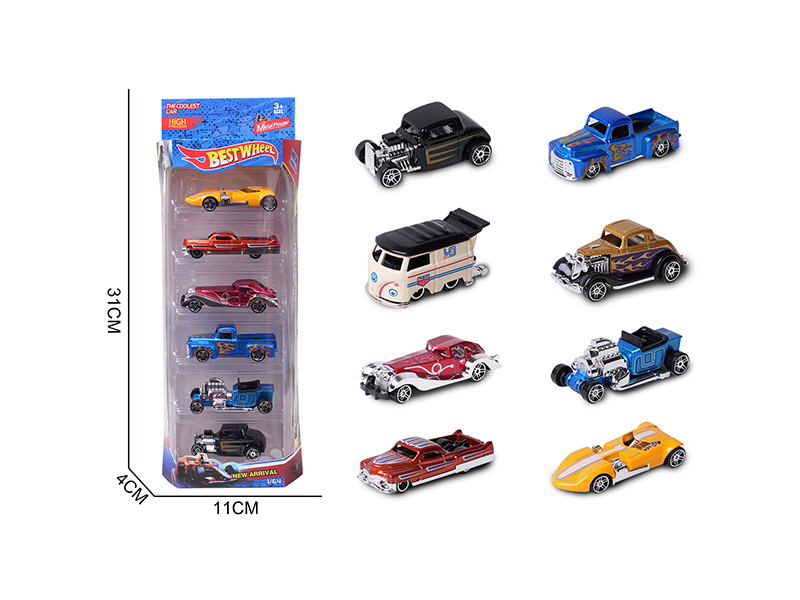 1:64 Slide Alloy Car(Vintage Car)6PCS