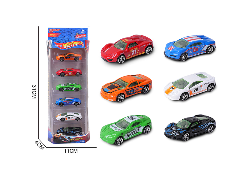 1:64 Slide Alloy Car(Racing Car/Sports Car)6PCS