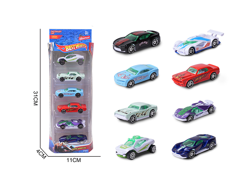 1:64 Slide Alloy Car(Racing Car/Sports Car)6PCS