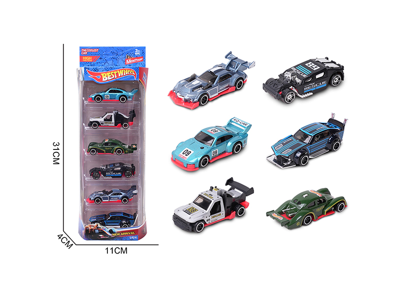 1:64 Slide Alloy Car(Racing Car)6PCS