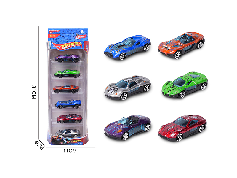 1:64 Slide Alloy Car(Racing Car/Sports Car)6PCS