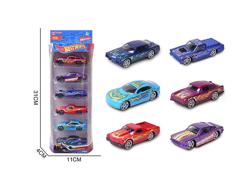 1:64 Slide Alloy Car(Racing Car/Sports Car)6PCS
