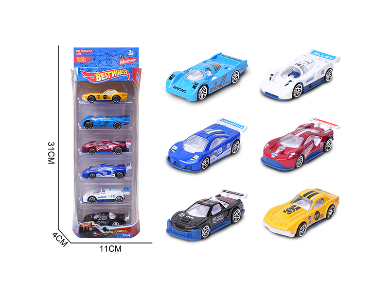 1:64 Slide Alloy Car(Racing Car/Sports Car)6PCS