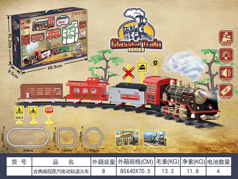 B/O Classical Steam Rail Train With Accessories(Lights & Music, Smoke)