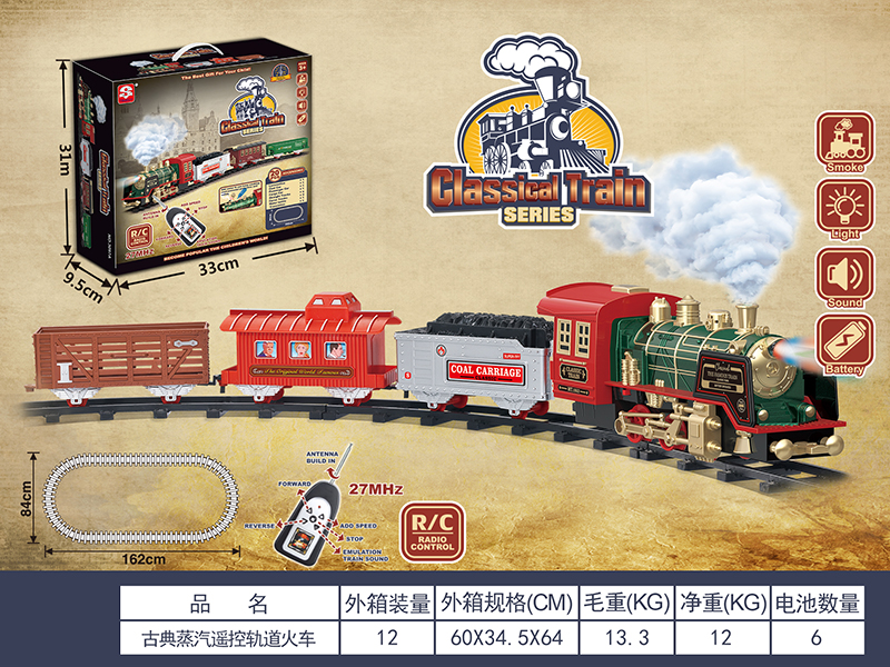 Remote Control Classical Steam Rail Train(Lights & Music, Smoke)